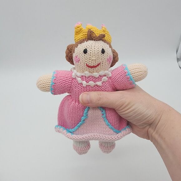 Zubels Milly The Princess Hand Knit Rattle Doll 7" Pink Dress Crown Toy 2022 - Picture 10 of 10